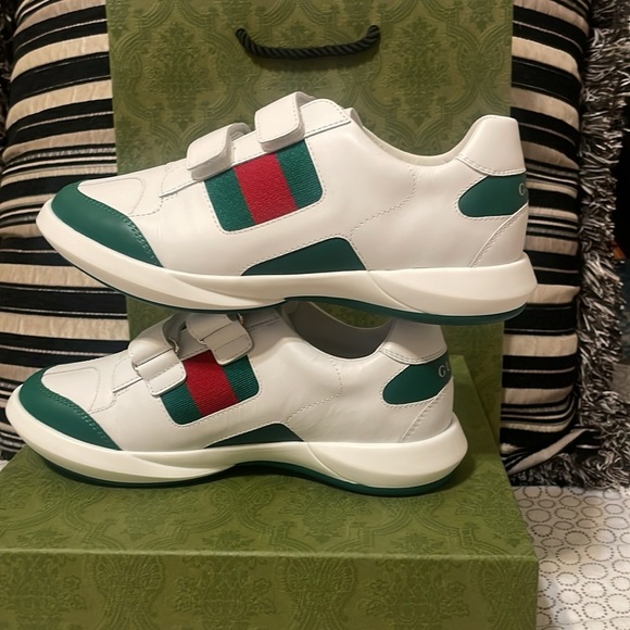 Gucci White and Green Apollo  Sneakers Unisex - Picture 4 of 15